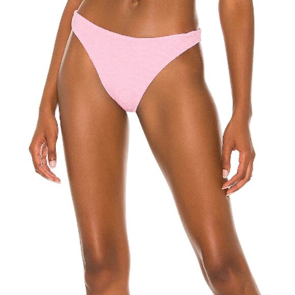 Tularosa Smocked Pastel Pink Bikini Bottom SMALL Cheeky Textured Samantha NEW - Picture 1 of 7